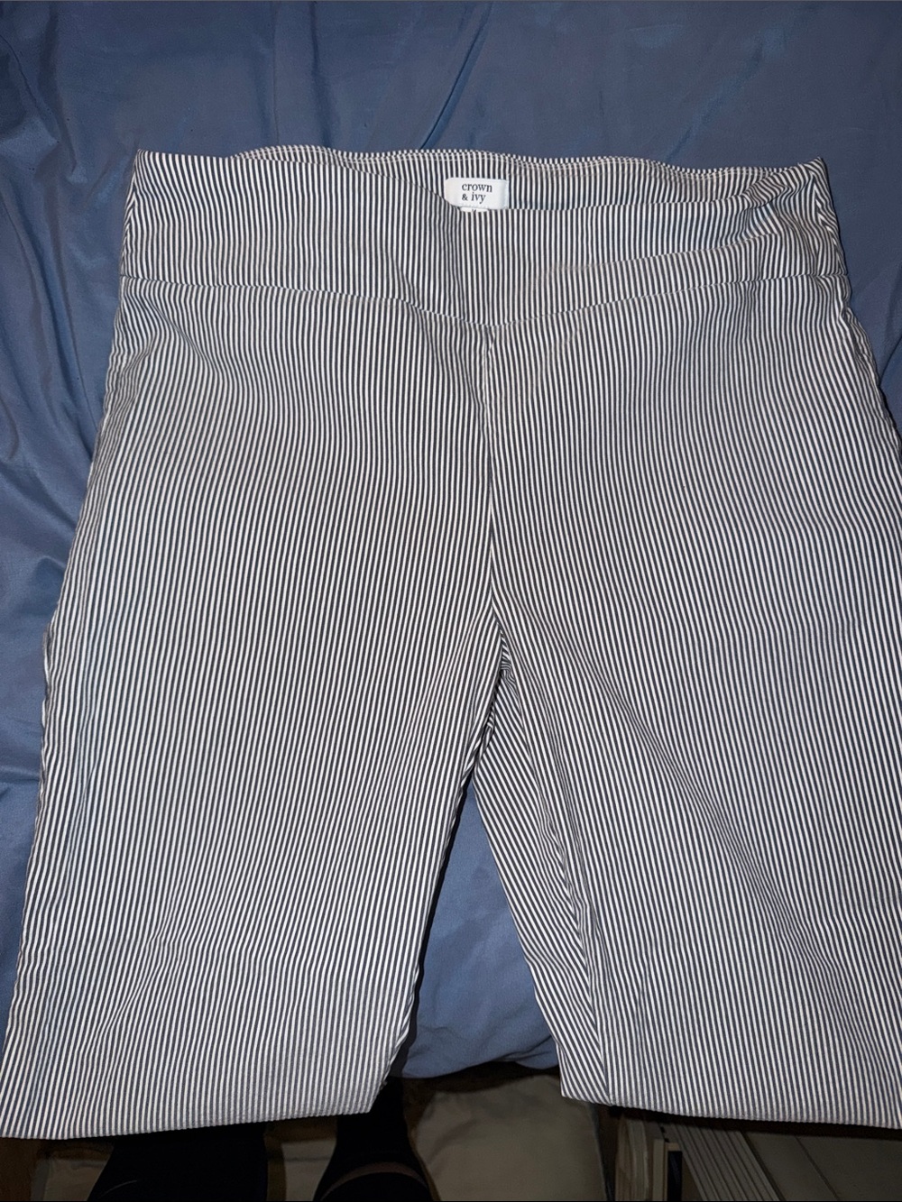 crown & ivy Navy and White Pinstripe Pull-On Kids Shorts